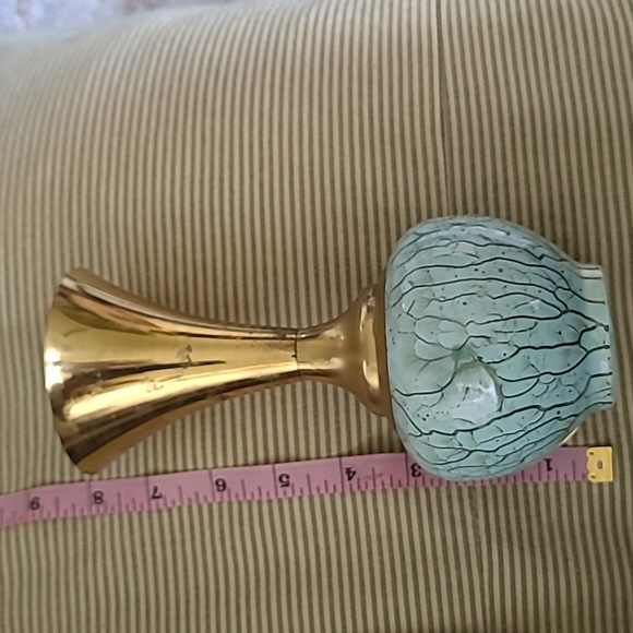 Vintage Delft ware Vase porcelain and brass, hand painted Holland - Picture 3 of 6